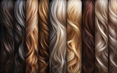 Long and beauty woman hair texture background wallpaper. Wave and shiny well-groomed hair.
