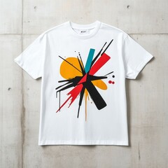 Wall Mural - Abstract Geometric Design on White T Shirt