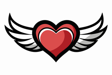 Heart emotions in love logo with wings for gift bag symbol dream