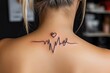 © Sanchai - A tattoo of a heartbeat line, extending across the chest or wrist, ending with a small heart or initials