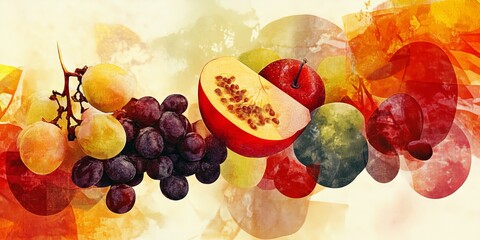 Abstract background with fruits in ethnic style
