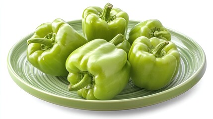 Canvas Print - Fresh green bell peppers arranged on a light green plate