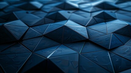 Abstract Pattern of Shiny Blue Triangular Geometric Shapes