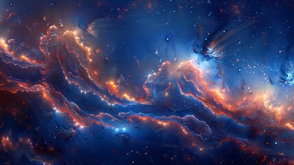 Wall Mural - Abstract Cosmic Landscape with Nebulae and Stars