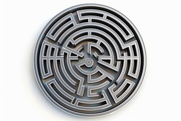 3d rendering circular maze in top view on white background