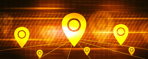 Fototapete - 2d illustration Red map pointer
