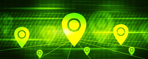 Fototapete - 2d illustration Red map pointer
