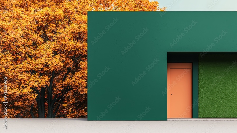 Picture of ecofriendly house with advanced insulation, thick green walls blending ...