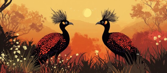 Wall Mural - A pair of go away louries in a natural park setting