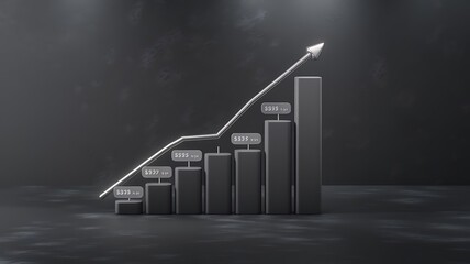 Sticker - Financial chart with a rising line and bar graph, symbolizing growth and success in business. Ideal for finance, analytics, and corporate themes.