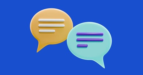 3d speech bubble icon on a blue background