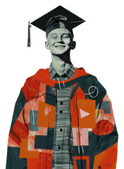 Wall Mural - PNG Head of smiling graduation kid portrait jacket photo.