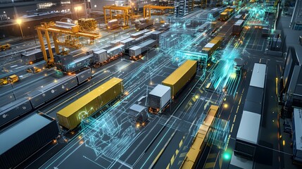 Poster - futuristic virtual interface showcasing the intricate network and advanced automation of a modern,da