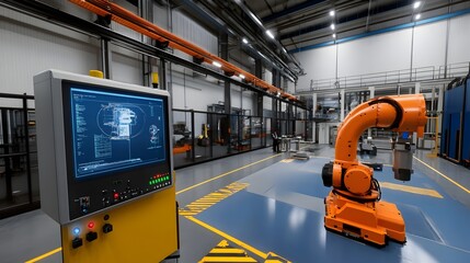 Poster - a photograph showcasing a virtual twin model used in an automated and technologically advanced indus