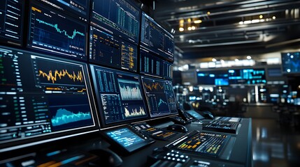 Poster - AI-Powered Financial Dashboard with Futuristic Data Visualization:Cutting-Edge Technology Empowering Investment Decisions and Market Analysis