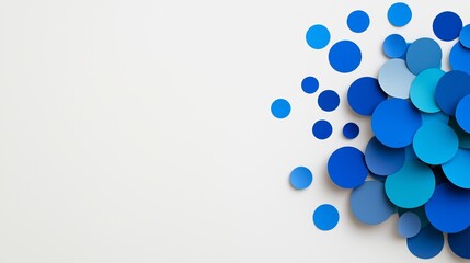 Poster - A blue background with a lot of blue circles. The circles are of different sizes and are scattered all over the background. The image has a playful and whimsical feel to it