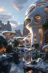 Futuristic residential neighborhood