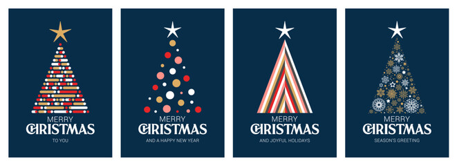Wall Mural - christmas card background with abstract christmas tree decoration isolated on blue background