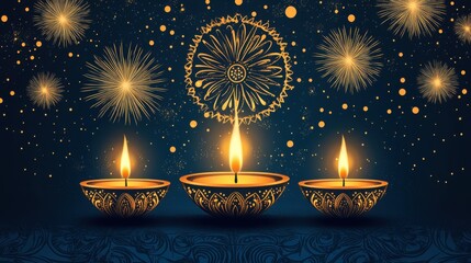 Poster - Modern Diwali card design with clean lines