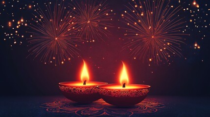Poster - Modern Diwali card design with clean lines