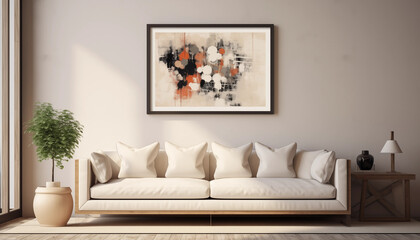 Wall Mural - Modern Living Room Interior with Abstract Painting