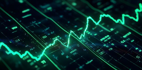 Poster - Green Line Chart on a Digital Screen