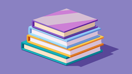 Close book stack on pastel purple background with empty space for text. Realistic 3d vector illustration of literature pile for reading and education concept. Textbook publication.