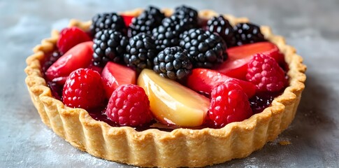 Wall Mural - Fruit Tart with Blackberry, Raspberry, and Apple Filling