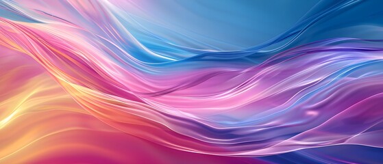 Poster - A mesmerizing abstract artwork featuring flowing, iridescent colors that resemble celestial silk waves. The dynamic composition and intricate details create a captivating visual experience.