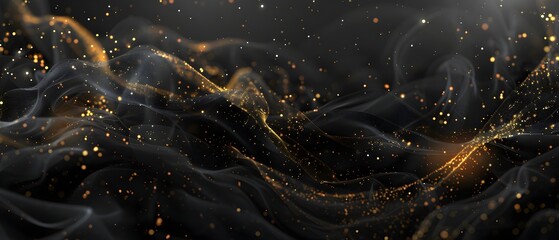Poster - A mesmerizing abstract artwork featuring swirling, shimmering particles of cosmic dust against a dark background. The ethereal glow and gentle movement.