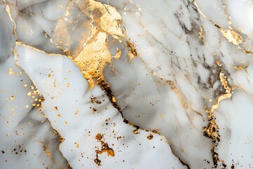 Poster - A luxurious and elegant image of white marble with intricate, golden veins. The contrast between the dark and light tones, combined with the shimmering gold accents.