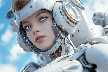 Poster - Cognitive augmentation cybernetic organisms mindset quantum algorithms and machine consciousness close up of a robotic woman with detailed cybernetic components symbolizing advanced ai technology