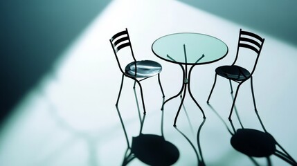 Poster - Minimalist Table and Chairs in a Studio.