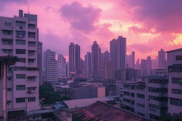 Sticker - a view of a city with tall buildings