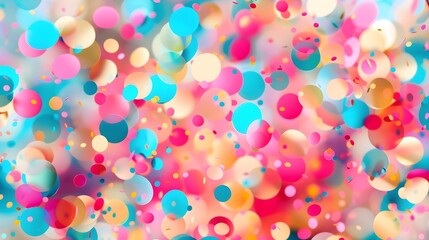 Poster - A vibrant confetti background featuring colorful circles and soft bokeh effects, creating a festive and cheerful atmosphere with playful hues.