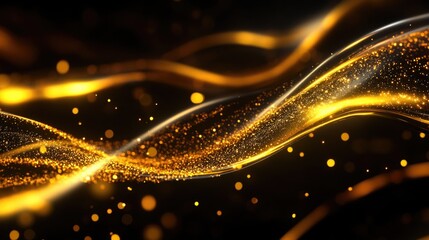 Poster - A gold and black wave with a lot of sparkles