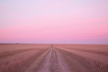 Poster - a dirt road running through a wheat field