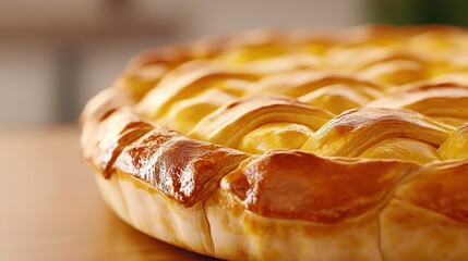 Wall Mural - A close up of a pie sitting on top of the table, AI