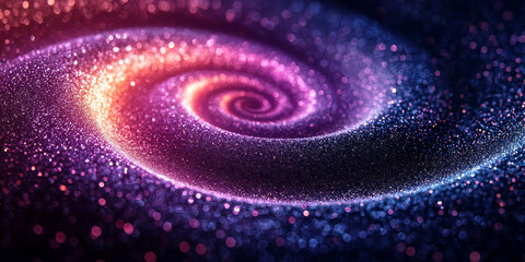 Wall Mural - Abstract swirl of glowing particles in pink, blue, and orange tones.