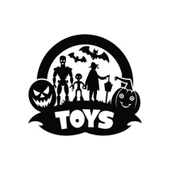 Wall Mural - Halloween Toys vector silhouette logo design black and white 