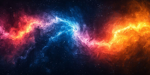 Wall Mural - Cosmic flames dance in vibrant hues of blue and orange.