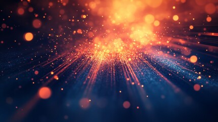 Poster - Colorful Light Flare. Red-Orange Sparks on Dark Blue Background