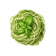 Delicious homemade basil pesto pasta served fresh isolated transparent