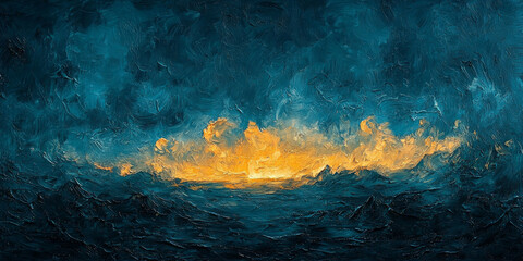 Poster - A dramatic seascape painted in a bold and abstract style.