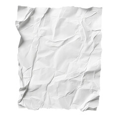 Crumpled white paper on a plain background isolated transparent