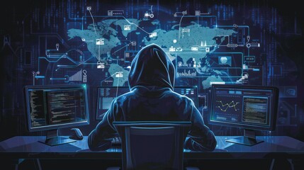 Wall Mural - Cybersecurity Hacker  Illustration