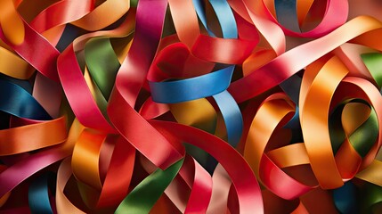 Poster - Endless loops of flowing ribbons in vibrant colors, representing the unending celebration and joy of Christmas.