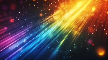 Aufkleber - Cosmic Light Streaks. Vibrant Rainbow Refractions in Dark Space