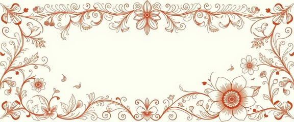 Wall Mural - Ornate Floral Border with White Background