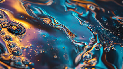 abstract liquid texture with shiny iridescent color metal waves, 